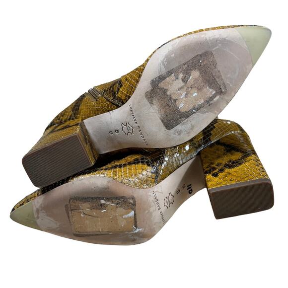 Loeffler Randall NWOB Isla Snakeskin Ankle Block Heel Boots Size 8B Tan Black - Picture 6 of 8